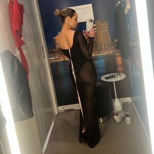 Elegant Black Sheer Maxi Dress CB2